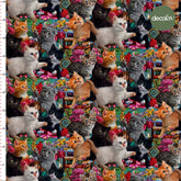 Playful Curious Cats Patterned Digital Printed Fabric
